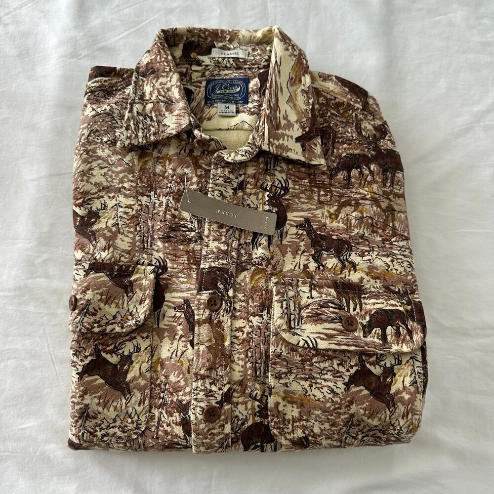 JCrew Deer Print Work Shirt Overshirt/Button Down